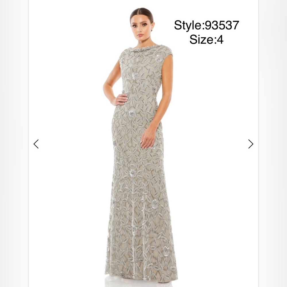 Cowl neckline floral gown